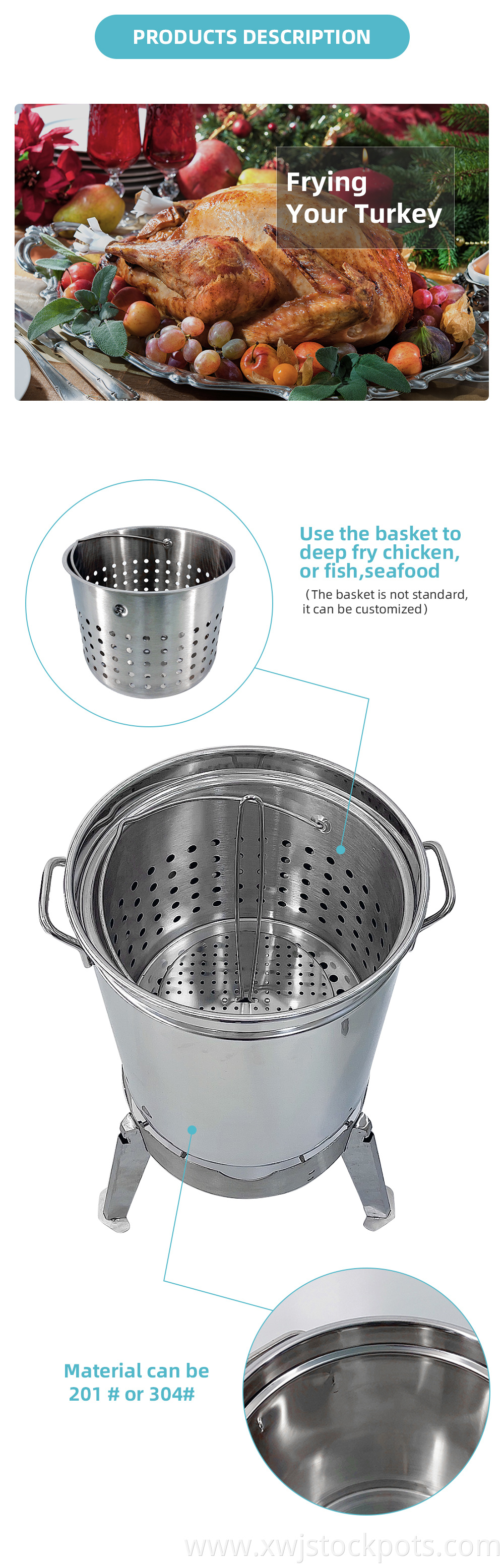 Thick Stainless Steel Turkey Pot